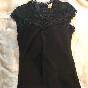 H&M Black Lace Accent Blouse